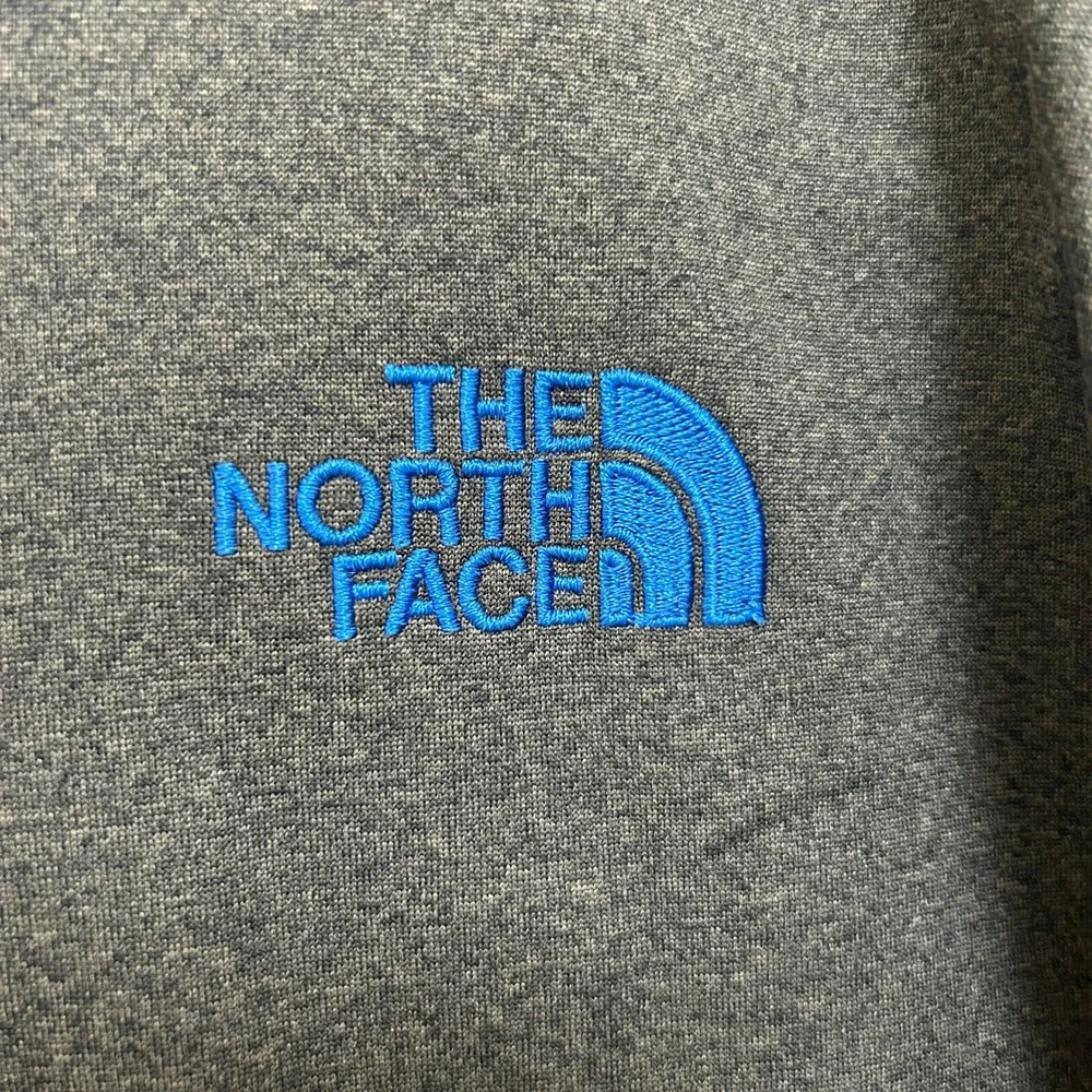 The North Face Mens XL Gray Blue Grid Fleece Lined Full Zip Jacket Heathered